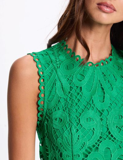 Top sans manches dentelle vert émeraude femme