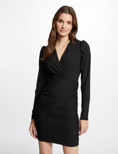 Kurzes figurbetontes Wickelkleid schwarz damen