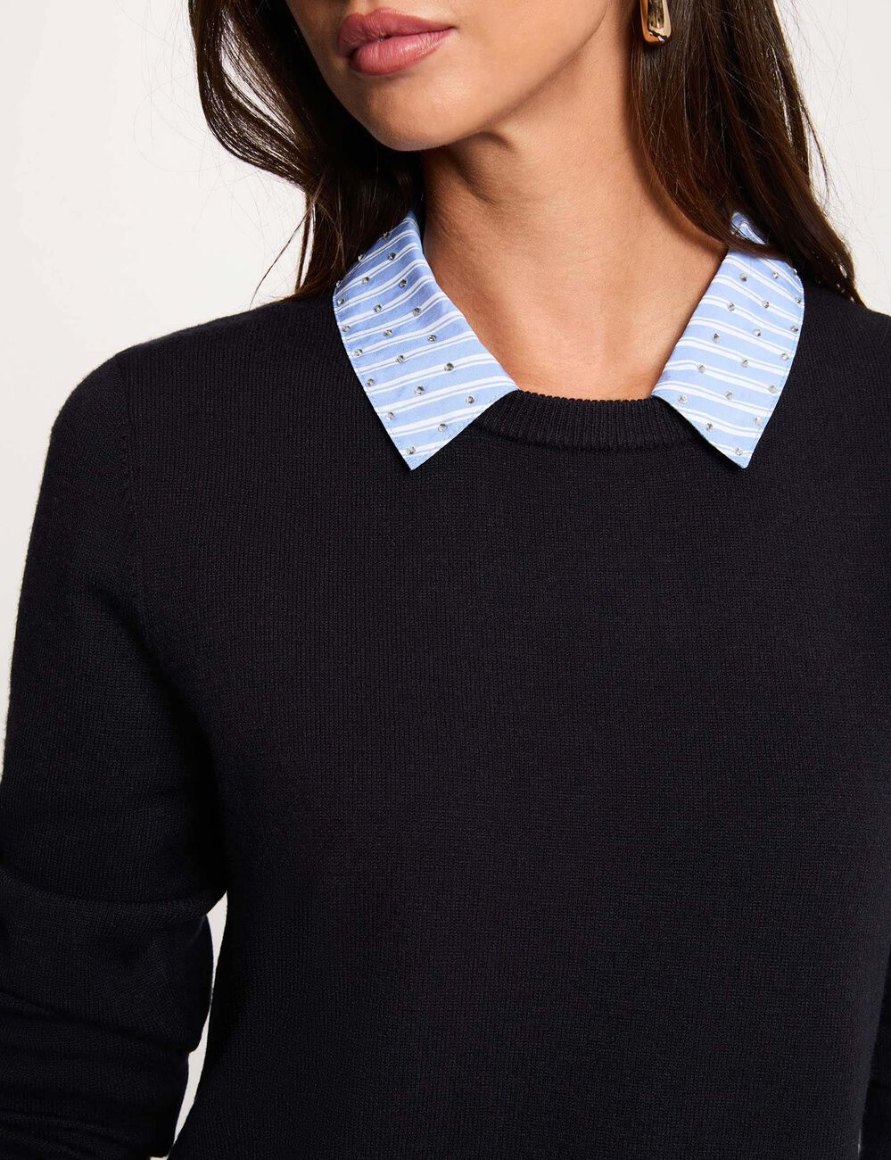 Strickkleid mit Reverskragen marineblau damen