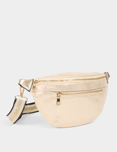 Sac banane métallisé jaune or femme