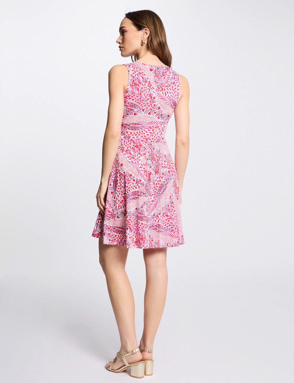 Robe courte cintrée imprimée multicolore femme