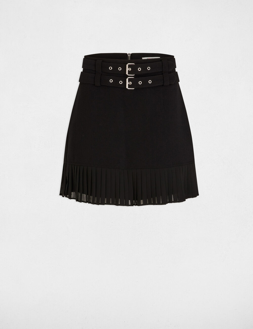 Jupe courte avec franges noir femme