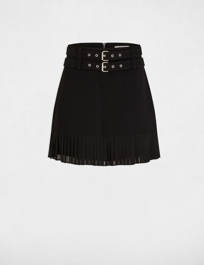 Jupe courte avec franges noir femme