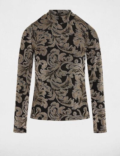 T-shirt col montant noir femme