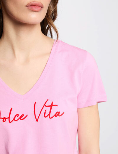T-shirt mit Aufschrift rosa damen