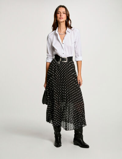 Jupe longue plissée à pois multicolore femme