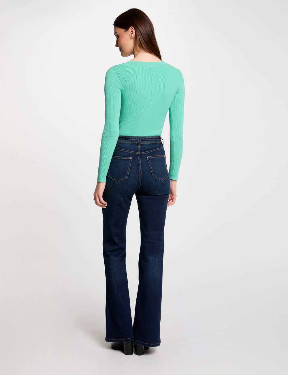 Langarmpullover aus feinem Strick mit Knöpfen mintgrün damen