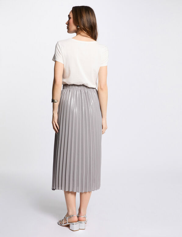 langer plisseerock couleur argent damen Langer Plisseerock couleur argent damen
