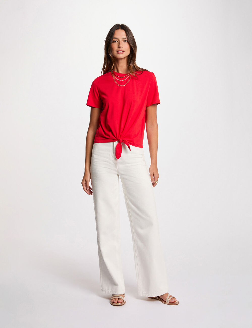 T-shirt mit kurzen Ärmeln rot damen