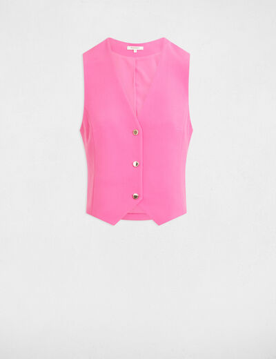 Gilet sans manches col en V rose femme