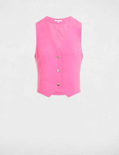 gilet sans manches col en v rose femme Gilet sans manches col en V rose femme