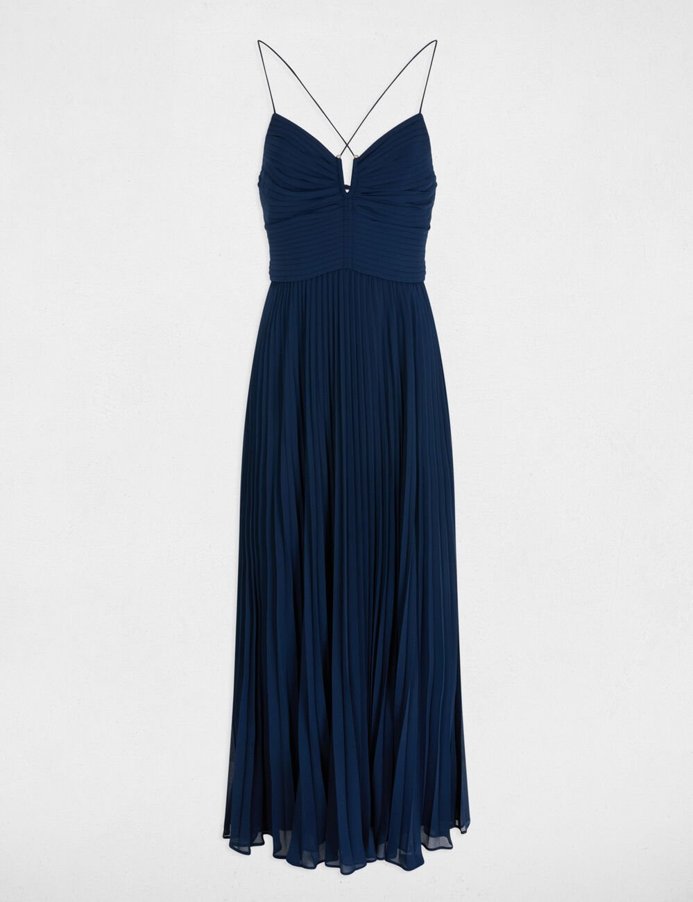 Langes Kleid mit offenem R&uuml;cken marineblau damen