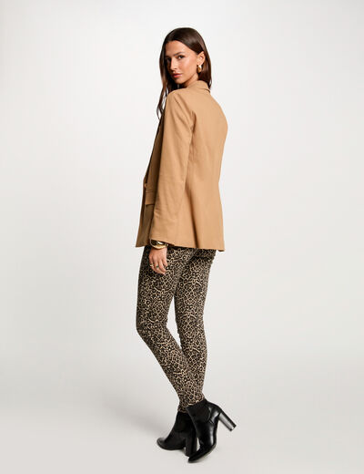 Blazer court boutonné camel femme