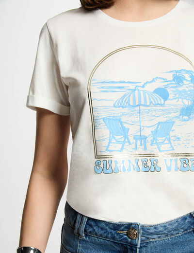 T-shirt mit Aufdruck weiss damen