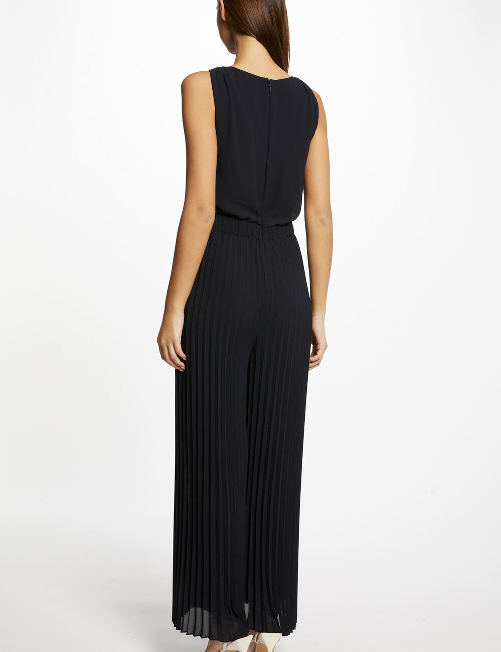 Lockerer Jumpsuit mit plissierten Beinen marineblau damen