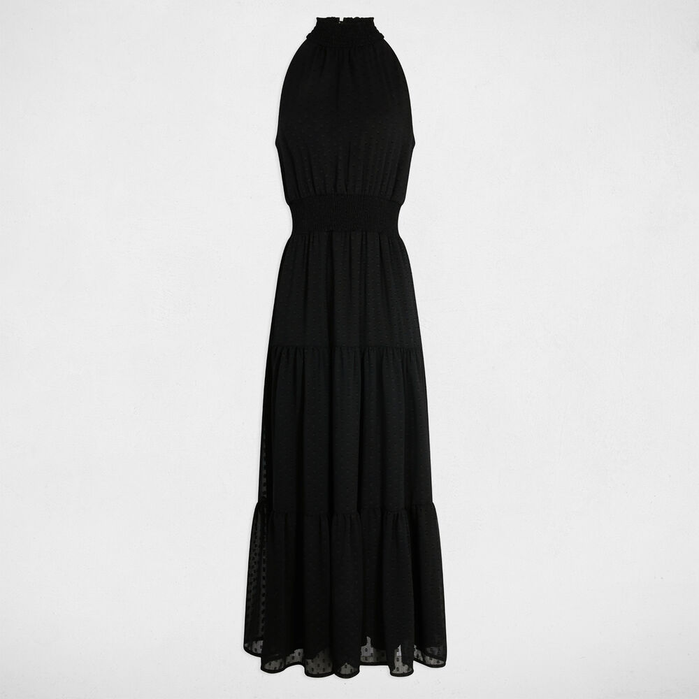 Langes, gerade geschnittenes Kleid schwarz damen