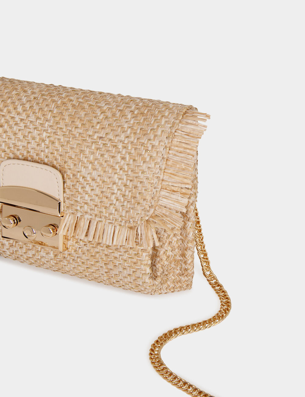 Geflochtene Tasche mit Fransen sandfarben damen