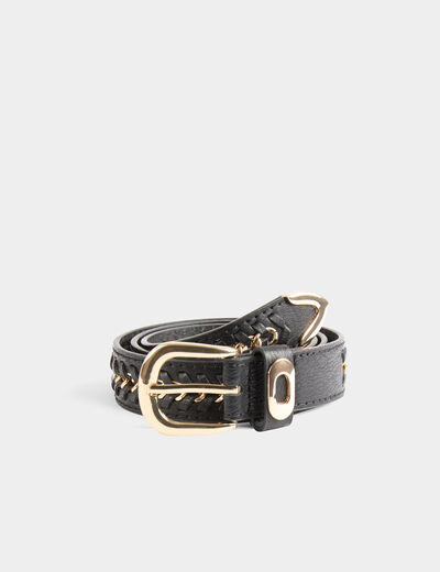 Ceinture d�tails cha�nes noir femme