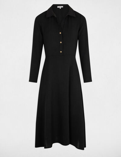 Robe midi droite fluide noir femme
