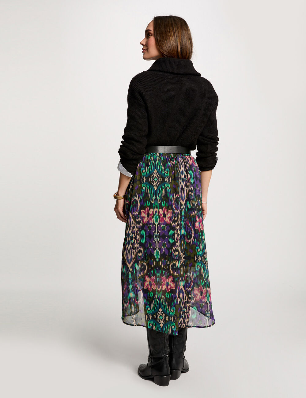 Jupe portefeuille imprimée multicolore femme