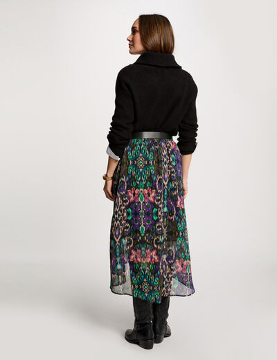 Jupe portefeuille imprimée multicolore femme