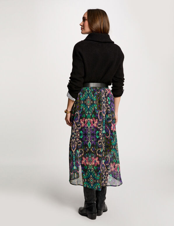 Jupe portefeuille imprimée multicolore femme