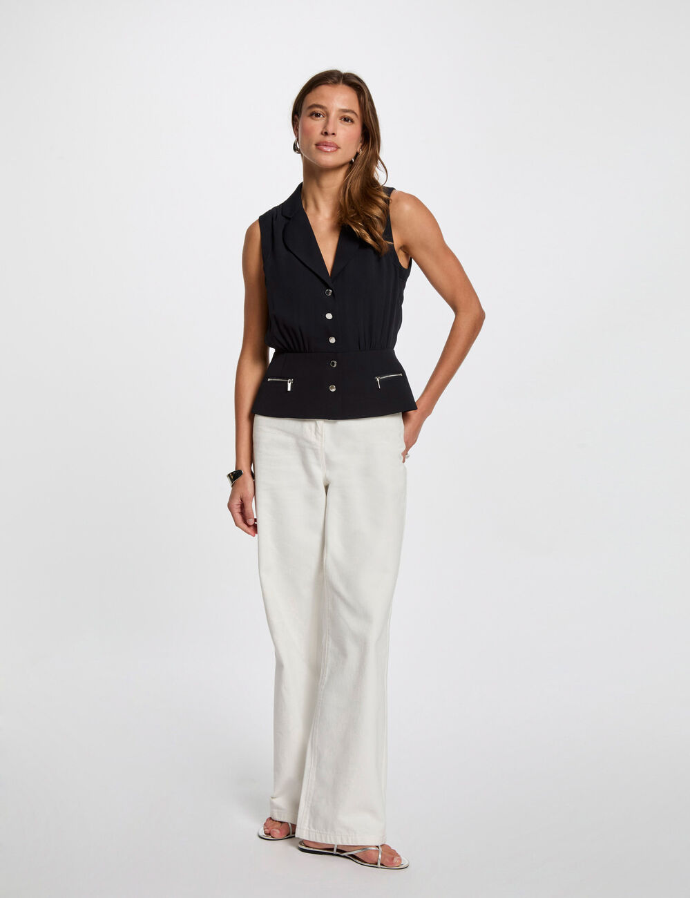 Veston sans manches bleu marine femme