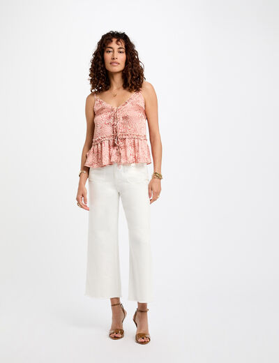 Jeans flare taille haute blanc femme