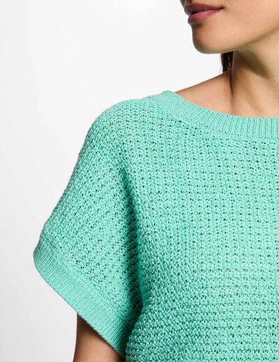 Pull manches courtes vert émeraude femme
