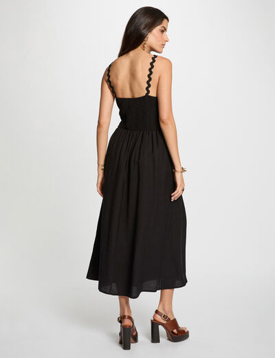 Robe ajustée bretelles fantaisie noir femme