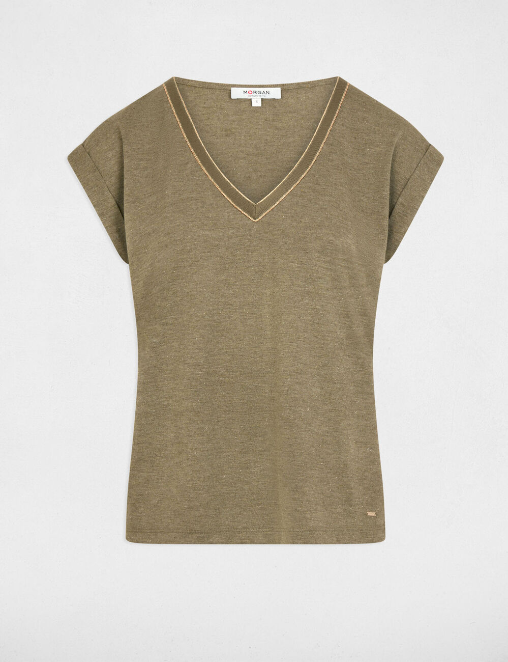 T-shirt manches courtes vert kaki femme