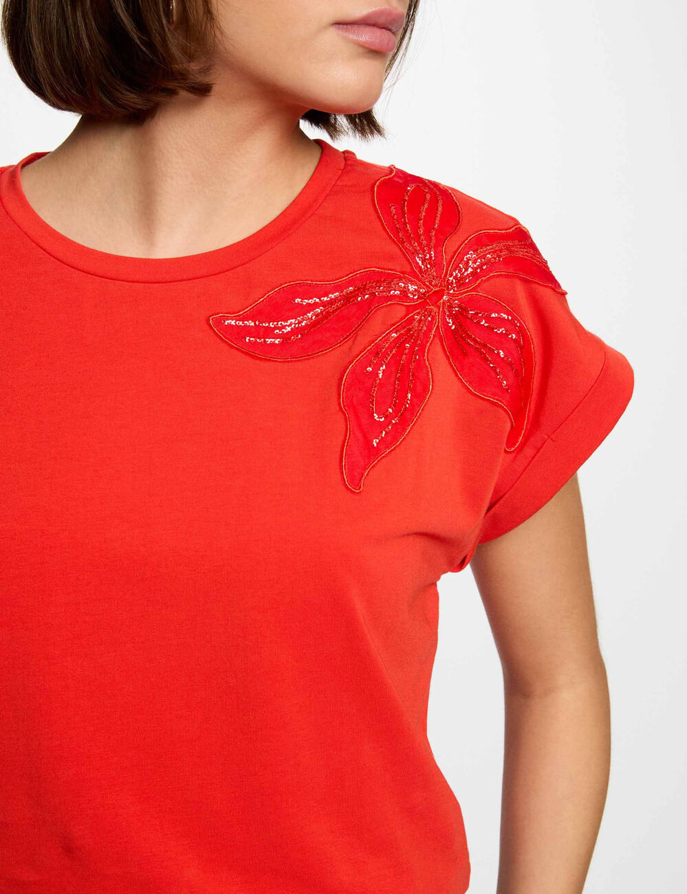 Kurzärmliges T-Shirt orange damen