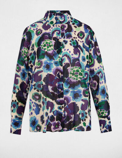Chemise droite imprimée multicolore femme