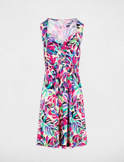 Robe courte évasée imprimée multicolore femme