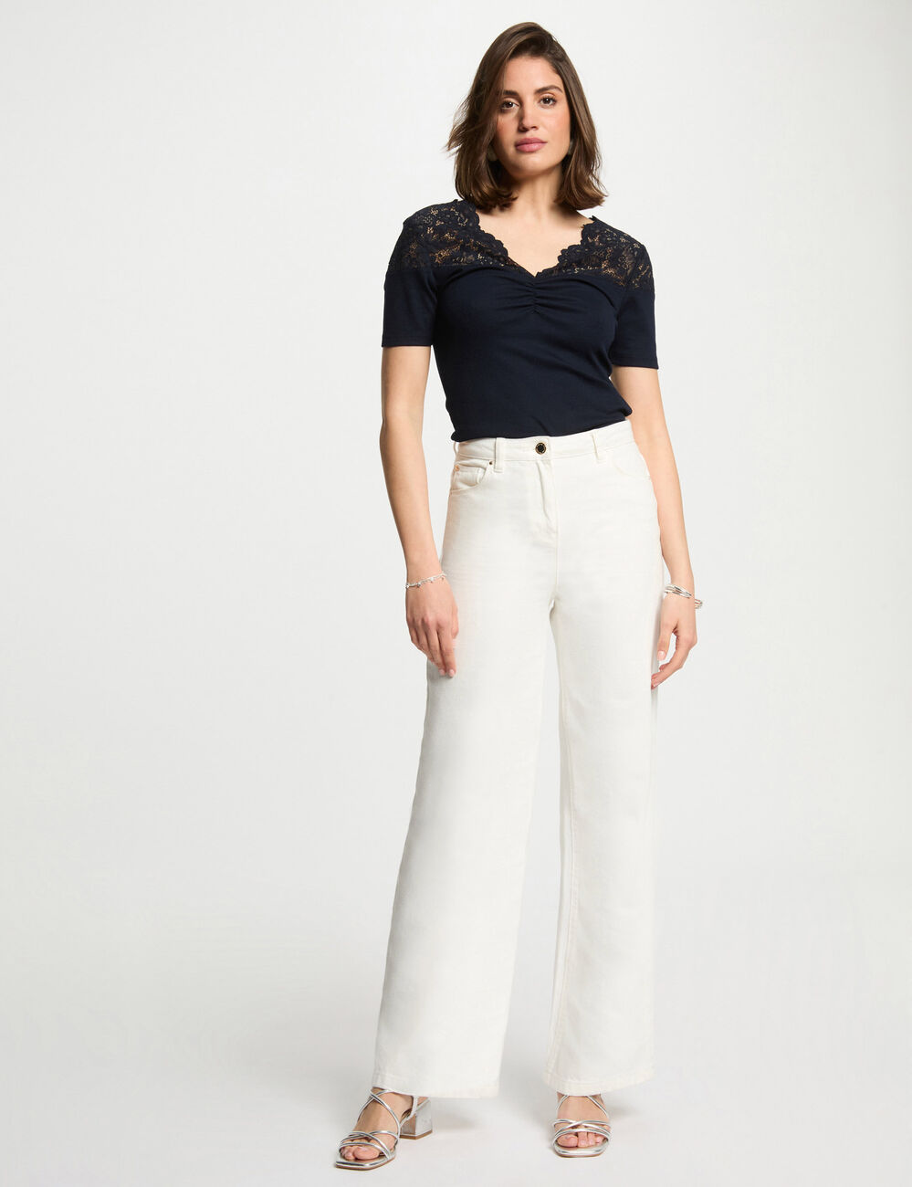 T-shirt mit kurzen Ärmeln marineblau damen