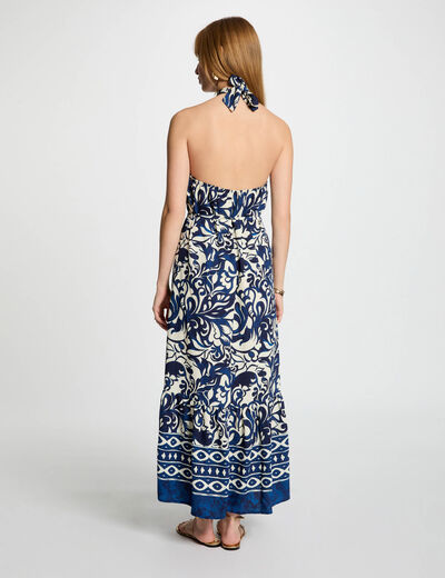 Gerades langes Kleid mit Druck mehrfarbig damen