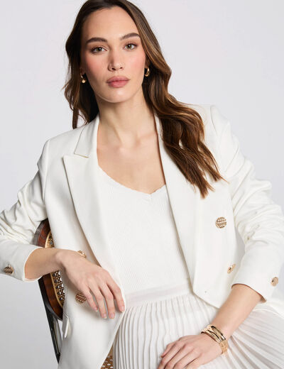 Blazer mit doppelter Knopfleiste weiss damen
