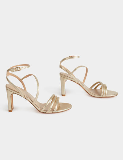 Sandales à talons jaune or femme