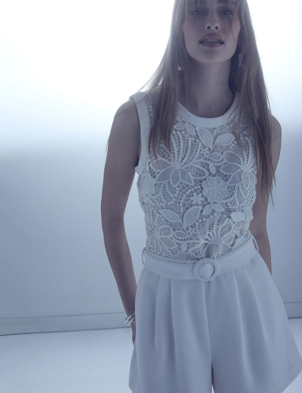 Combishort dentelle blanc femme