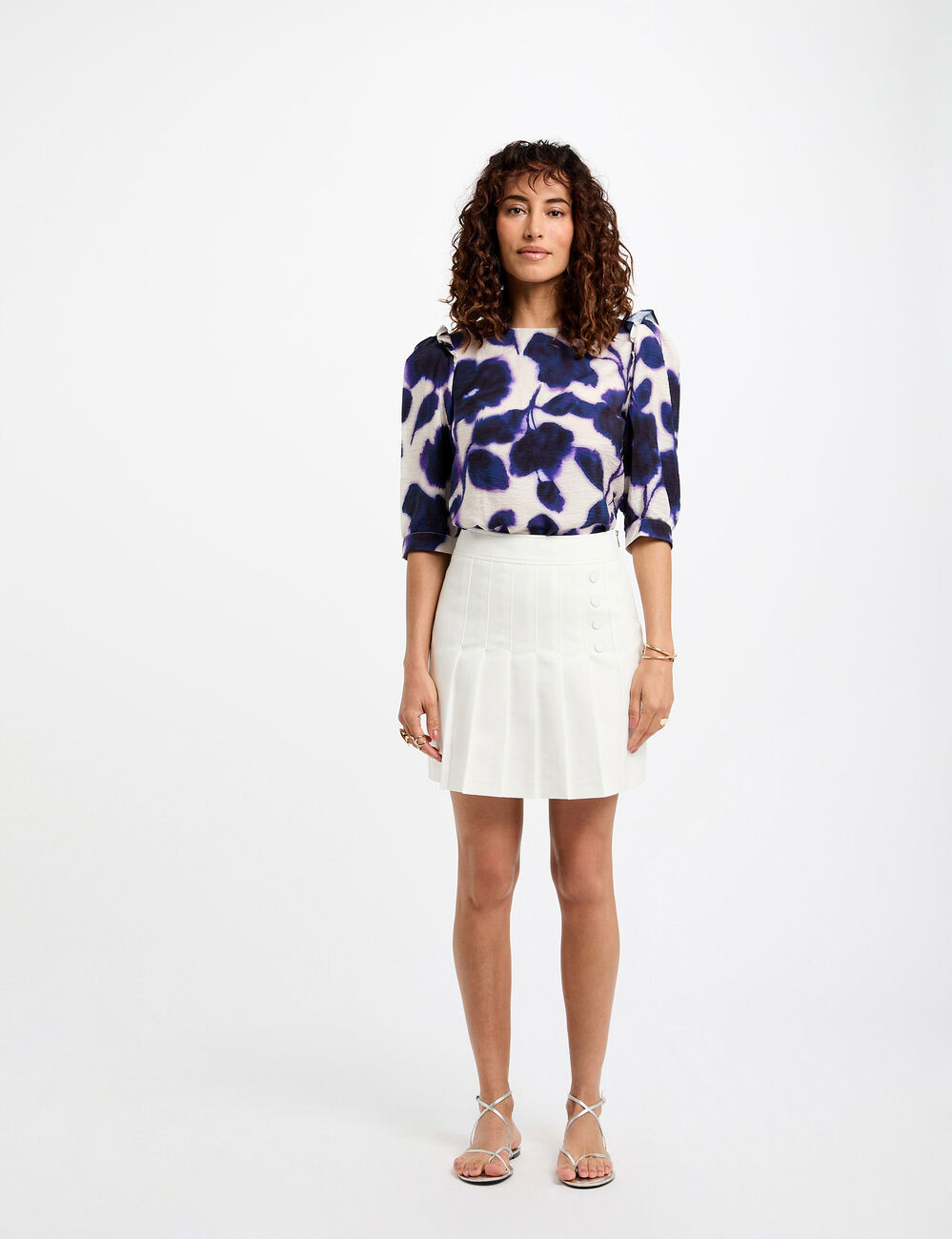 Kurzer, plissierter Rock weiss damen