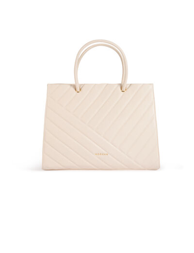Sac cabas matelassé ivoire femme