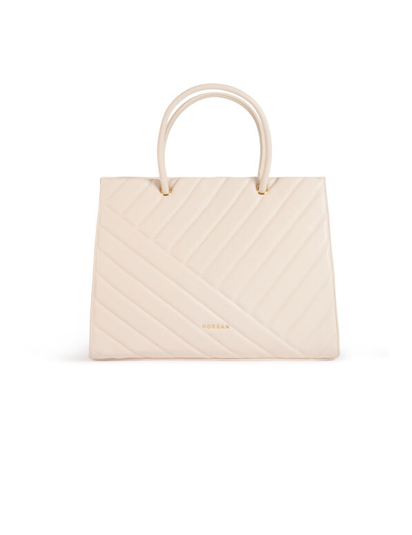 Sac cabas matelassé ivoire femme