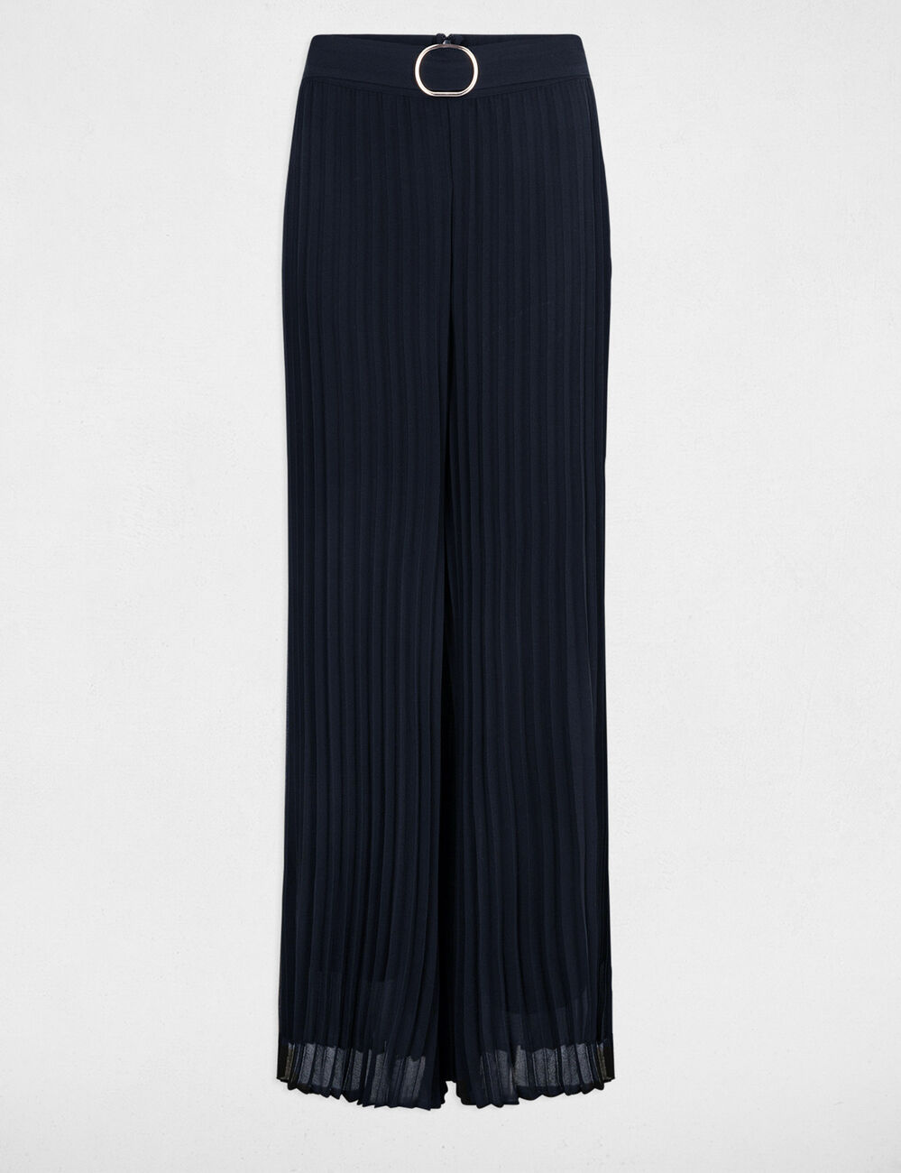 Weite fließende Plissee-Hose marineblau damen