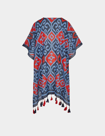 Cape imprimée à pompons multicolore femme
