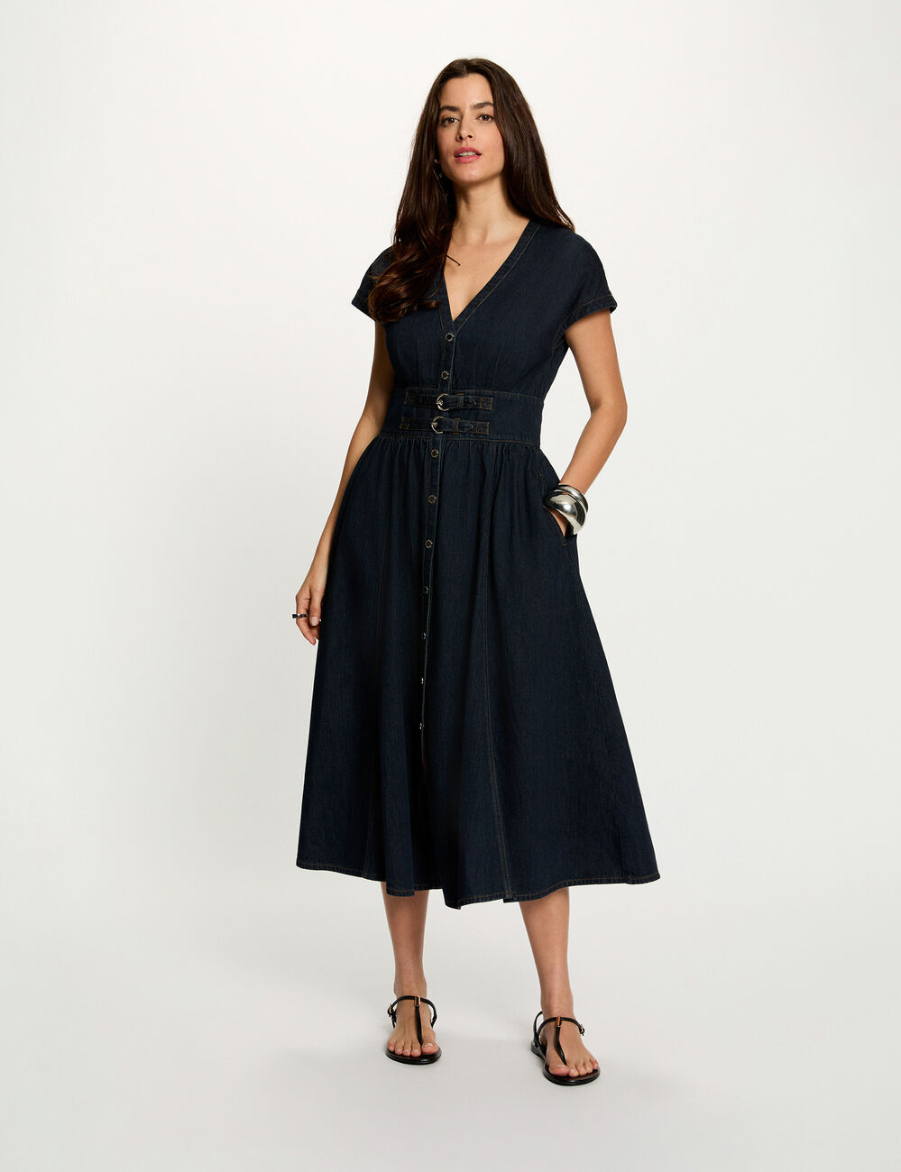 Midikleid aus Jeans blau damen