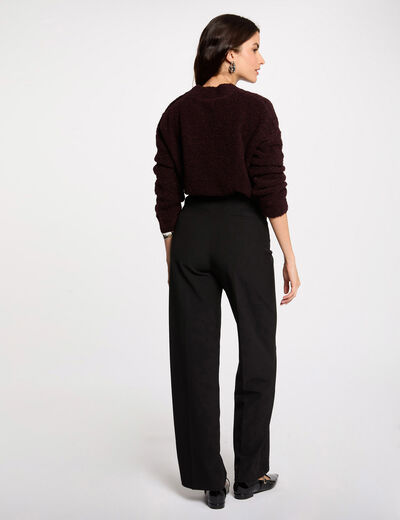 Pantalon droit à pinces noir femme