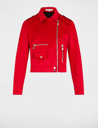 kurze wildlederjacke mit reissverschluss rot damen Kurze Wildlederjacke mit Reissverschluss rot damen
