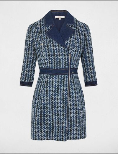 Kurzes, gerades Tweed-Kleid mehrfarbig damen