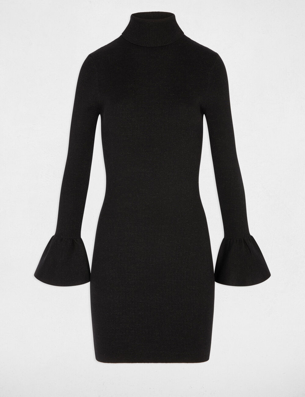 Strickkleid mit Rollkragen schwarz damen