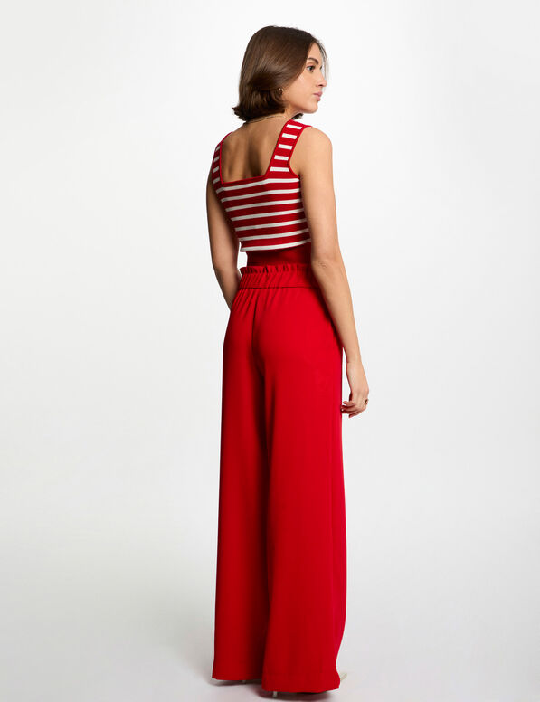 Top maille bretelles larges rouge femme